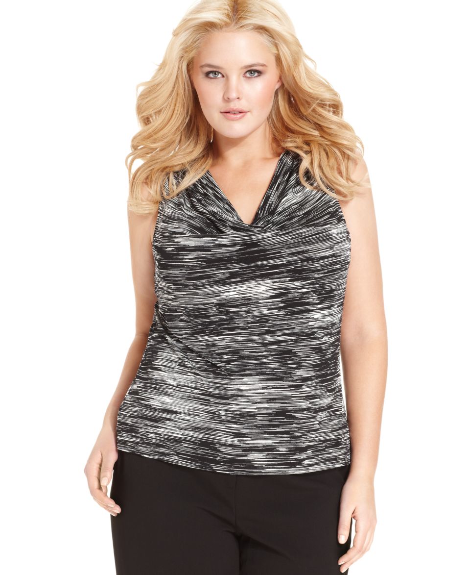 Calvin Klein Plus Size Top, Sleeveless Printed Cowl Neck   Plus Sizes