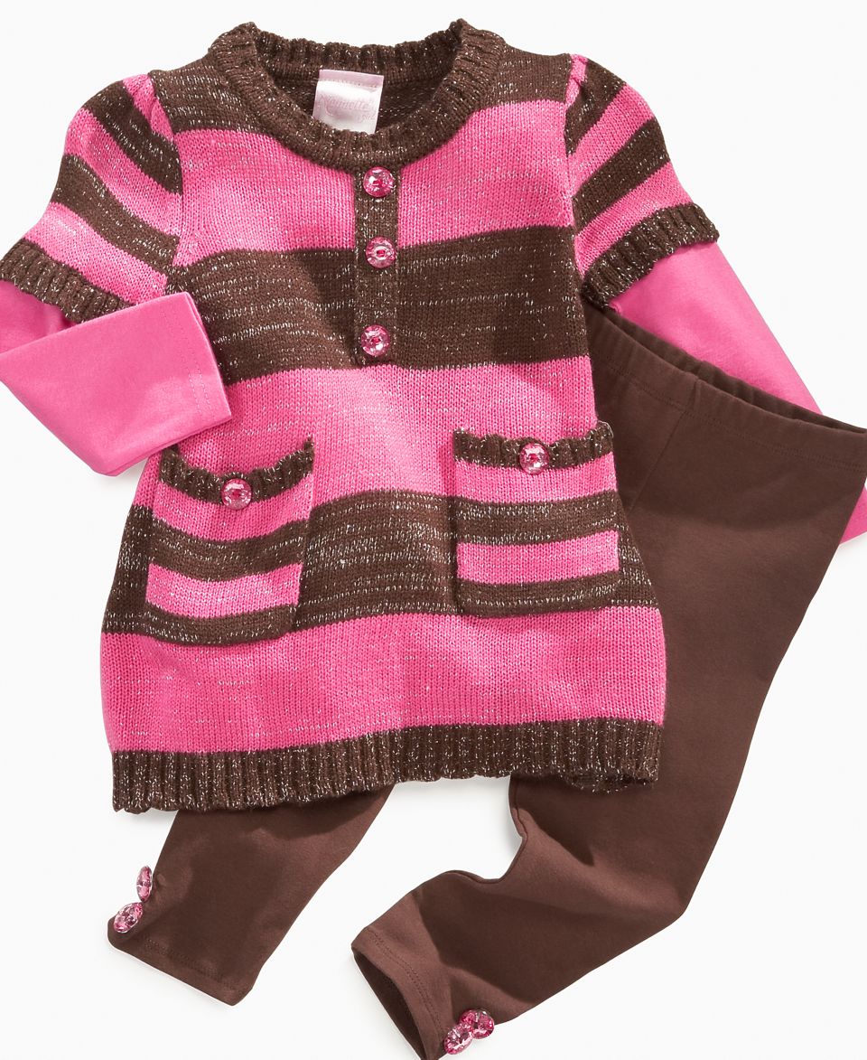 Nannette Baby Set, Baby Girls Mock Neck Sweater Dress and Leggings Set