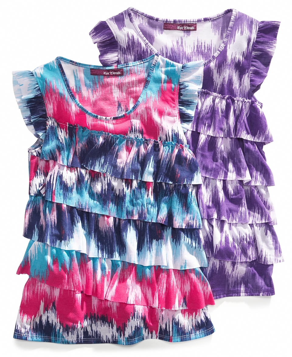 Epic Threads Kids Shirt, Girls Printed Flutter Sleeve Ruffle Top