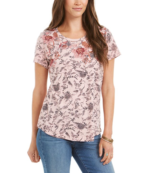 Style & Co Printed Short-Sleeve Cotton T-Shirt, Created for Macy's ...