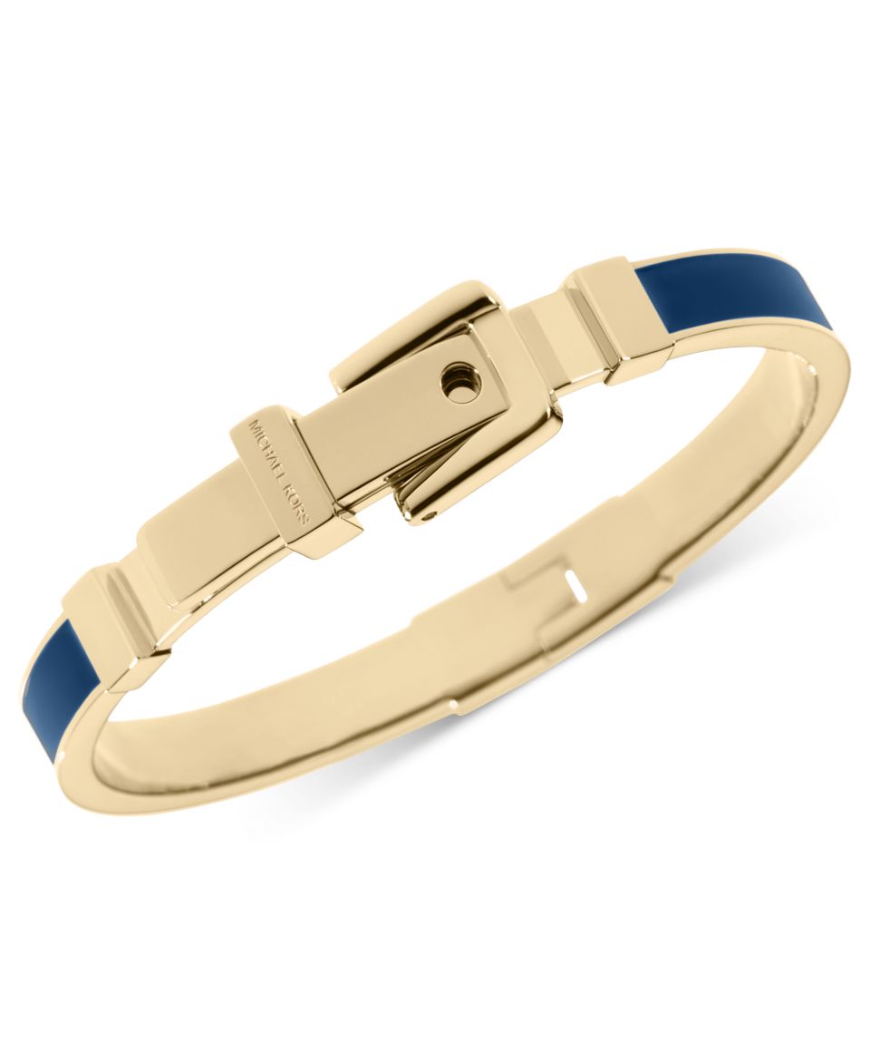 Michael Kors Gold Tone Navy Blue Epoxy Buckle Bangle Bracelet   Fashion Jewelry   Jewelry & Watches