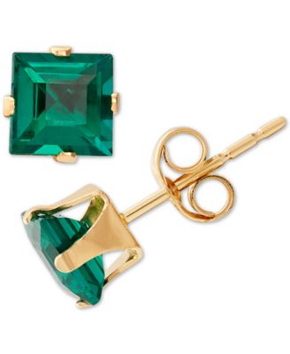 Lab-Created Emerald Stud Earrings 