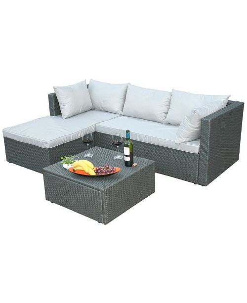 Gardenised Outdoor Patio Garden Contemporary Sectional Sofa With Cushion And Ottoman Coffee Table Reviews Furniture Macy S