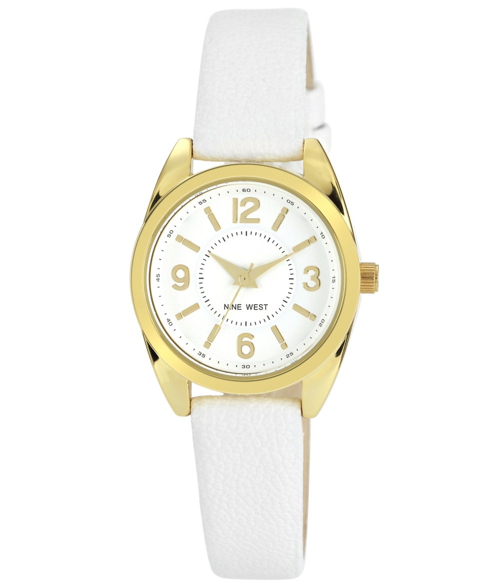 Nine West Watch, Womens White Leather Strap 30mm NW 1372WTWT   Womens