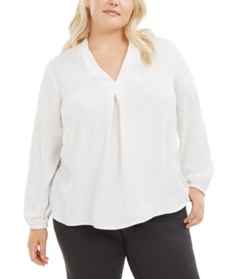 macys plus size white tops