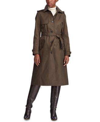 lauren ralph lauren belted hooded trench coat
