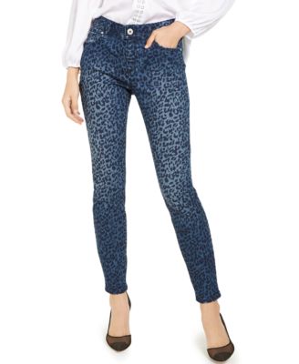 blue jeans with leopard print
