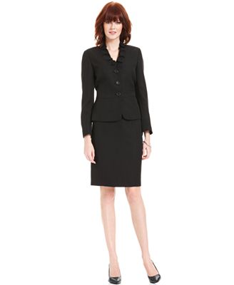 Le Suit Skirt Suit, Ruffle-Collar Jacket & Straight Skirt - Wear to ...