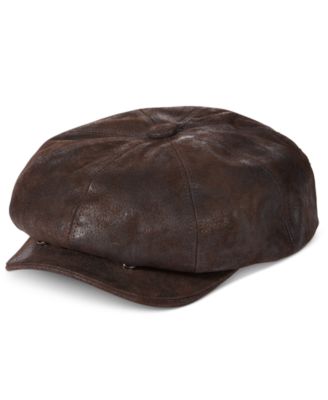 stetson leather newsboy cap