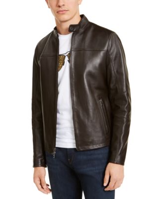 Michael Kors Men's Leather Racer Jacket 