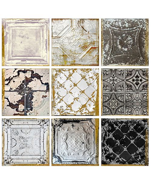 Stupell Industries Vintage Inspired Tin Tiles 9 Piece Canvas Wall Art Set 12 X 12 Reviews All Wall Decor Home Decor Macy S