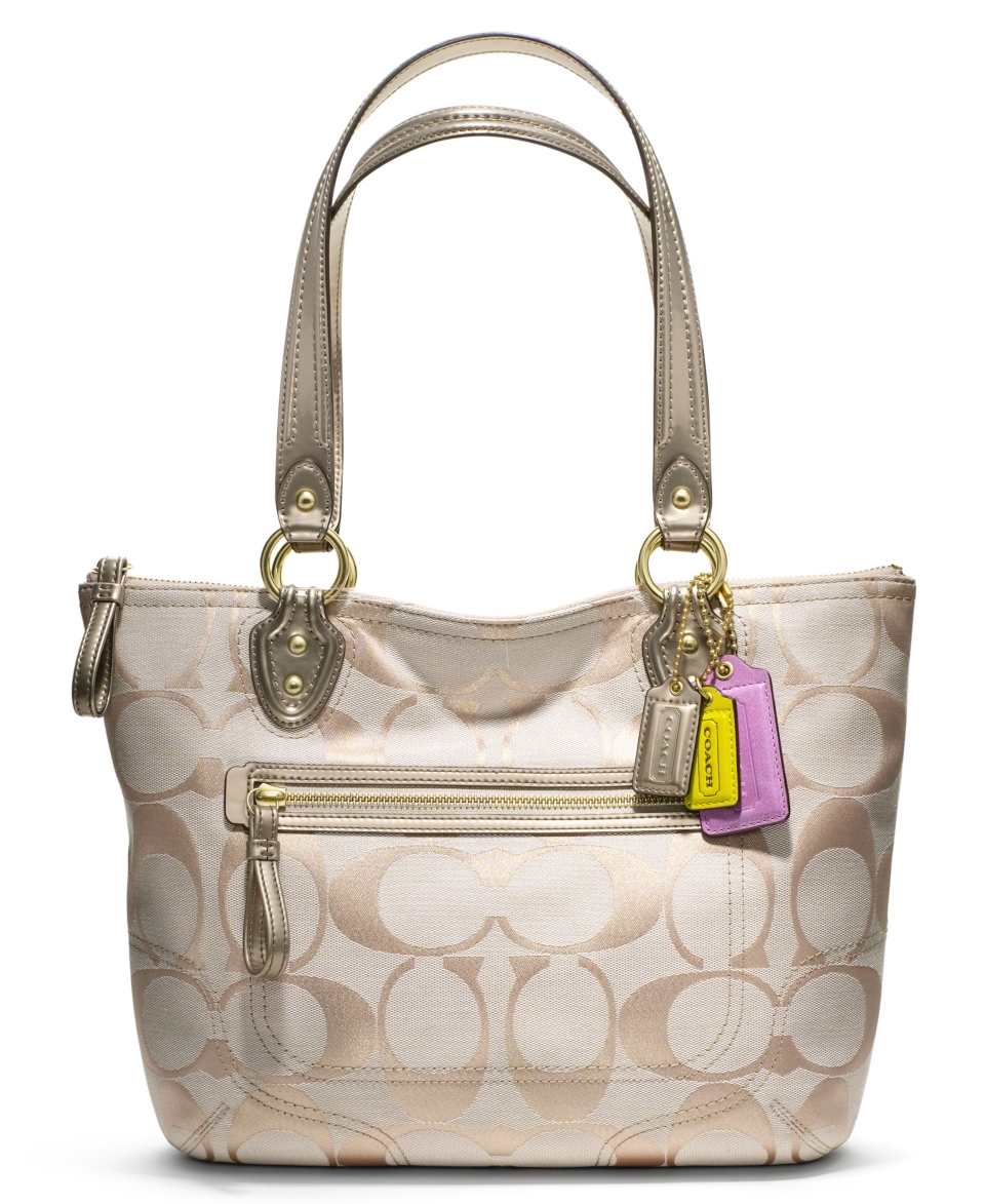 COACH POPPY SIGNATURE METALLIC SMALL TOTE   COACH   Handbags