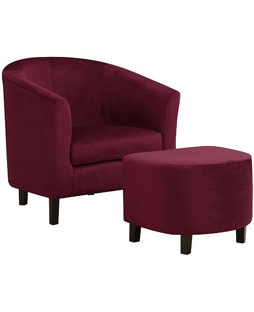 Monarch Specialties 2 Piece Set Polyester Accent Chair With Ottoman Reviews Home Macy S