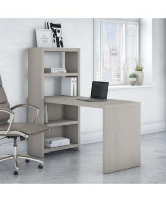 Офисный стол Kathy Ireland Office by Bush Furniture Echo с книжным шкафом серого цвета