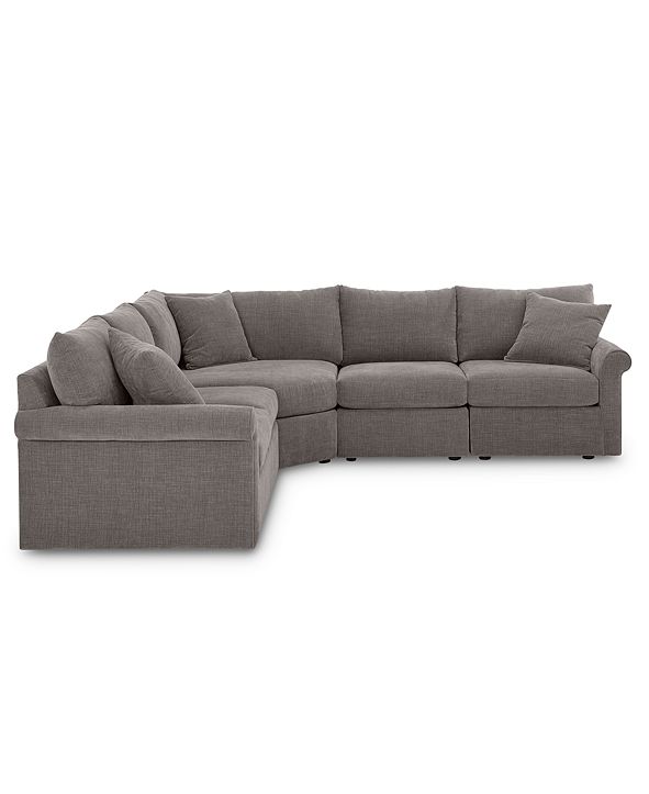 Furniture Wedport 5Pc. Fabric "L" Shape Modular Sectional Sofa with