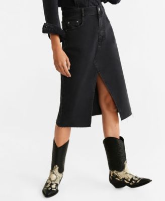 mango black denim skirt