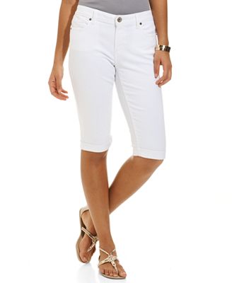 DKNY Jeans Skinny Denim Bermuda Shorts, White Wash - Shorts - Women ...