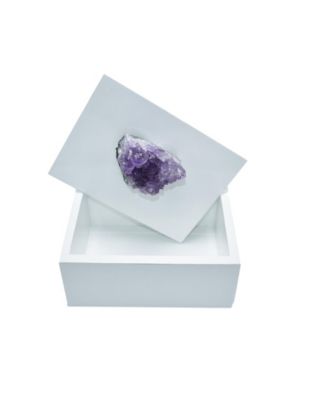 Tall Acrylic Box with Amethyst bathroom decor Amethyst Crystal box gifts for her Amethyst box Barware birthstone box acrylic box