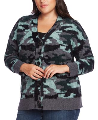 plus size camouflage cardigan