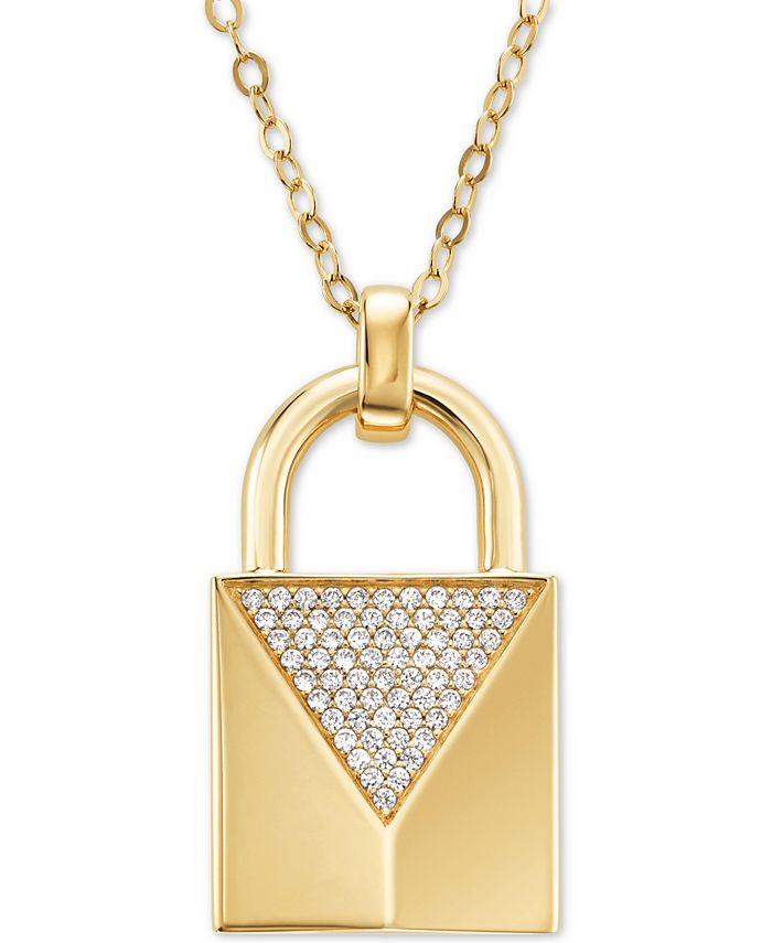 Michael Kors GoldTone Sterling Silver Cubic Zirconia Padlock Pendant