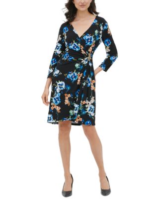 calvin klein floral wrap dress
