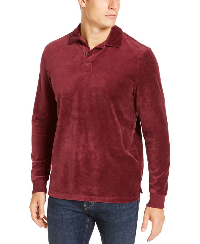 Tasso Elba Men's Velour Long Sleeve Polo Shirt, Created for Macy's & Reviews Polos Men Macy's