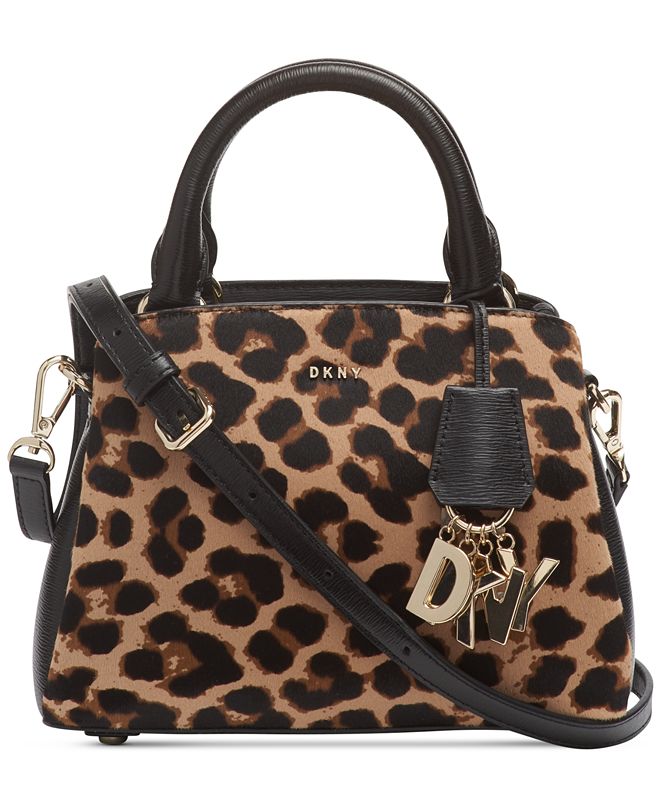 DKNY Paige Small Leopard Satchel, Created for Macy's & Reviews ...