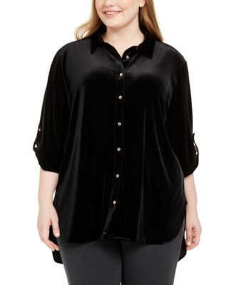 plus size velvet blouse