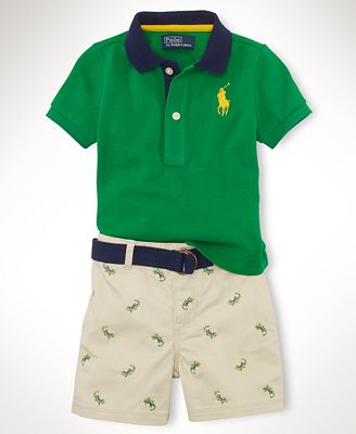 Ralph Lauren Baby Set, Baby Boys Polo Shirt and Schiffli Shorts - Kids ...