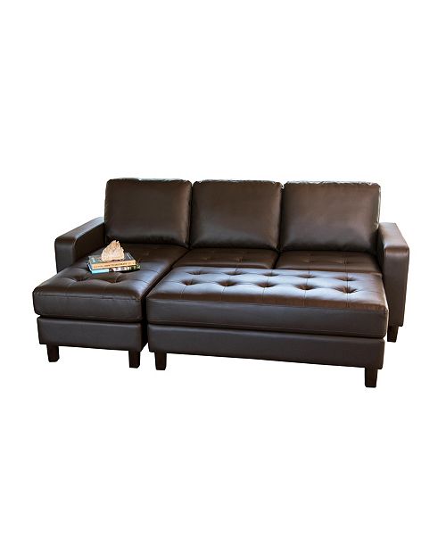 Abbyson Living Houston Tufted Leather Sectional Ottoman Set Reviews Furniture Macy S