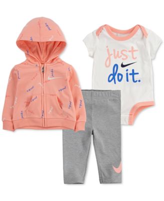 Nike Baby Girls 3-Pc. Zip-Up Hoodie 