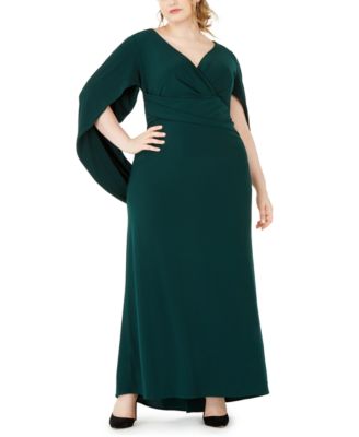 betsy & adam plus size capelet gown