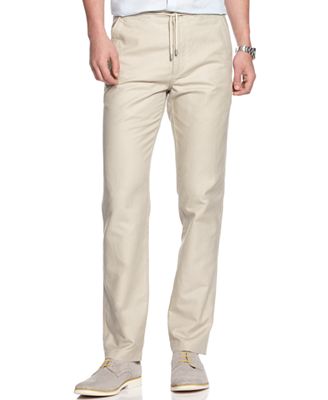 Calvin Klein Pants, Drawstring Cotton and Linen Pants - Pants - Men ...