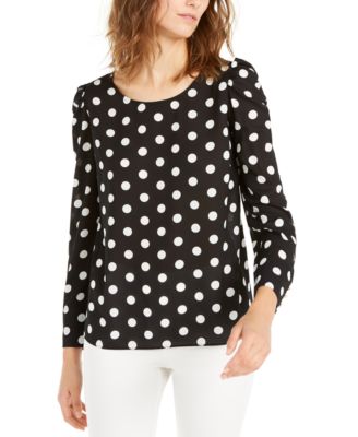 Alfani Polka Dot Puff-Sleeve Blouse 