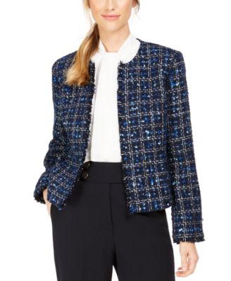 tweed frayed jacket