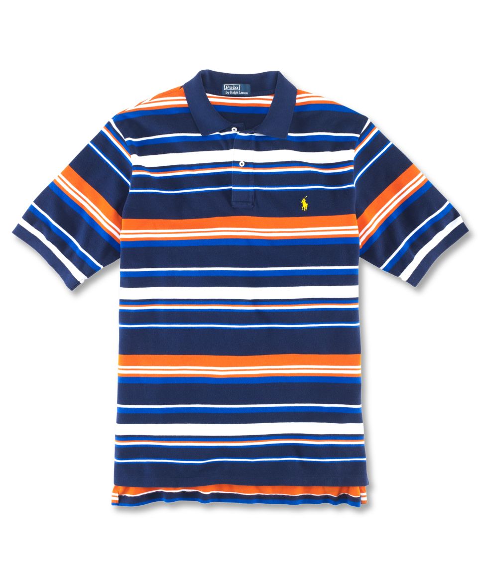 Polo Ralph Lauren Big and Tall Shirt, Classic Fit Short Sleeved Striped Mesh Polo Shirt   Polos   Men