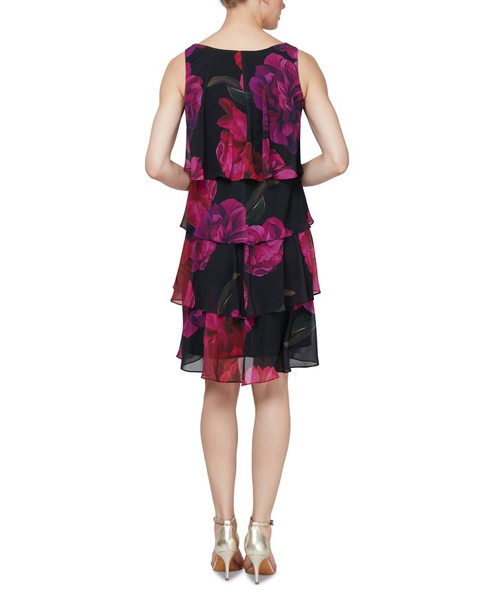 SL Fashions Tiered Floral-Print Sheath Dress & Reviews - Dresses ...