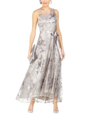 tahari silver dress