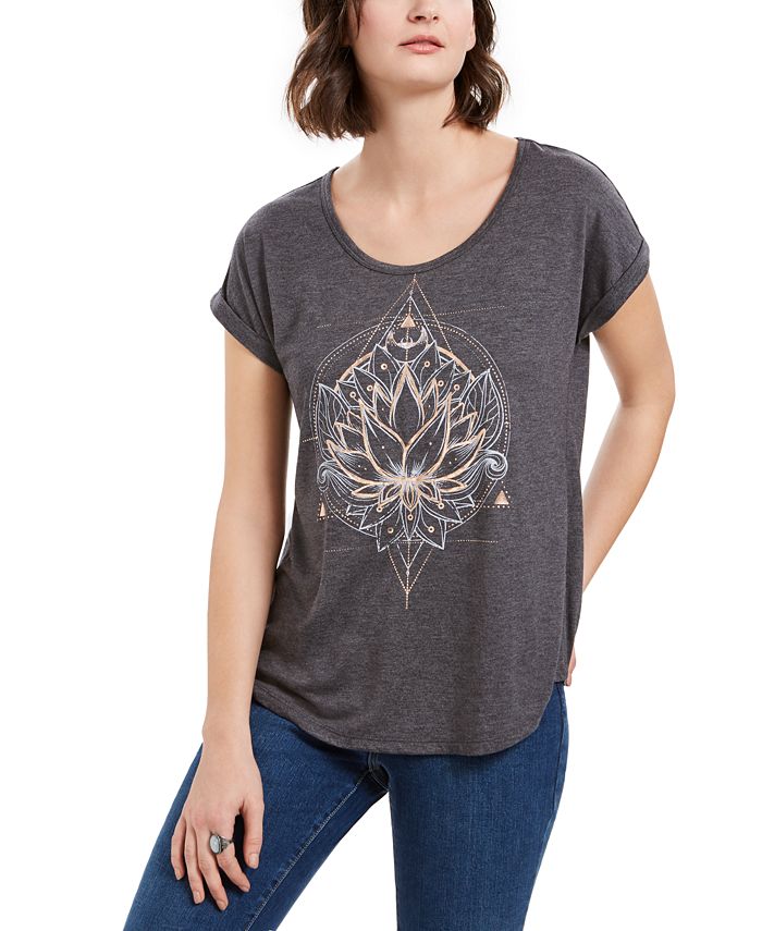 Style Co Lotus Flower Graphic Print T Shirt Created For Macy S Reviews Tops Women Macy S