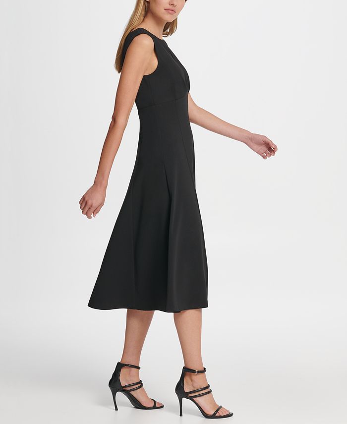 DKNY Pleated Empire Waist Midi Fit & Flare Dress & Reviews Dresses