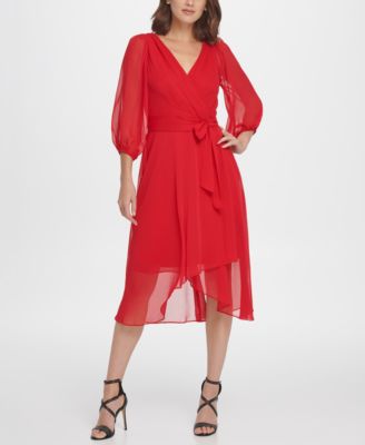 red balloon sleeve dress