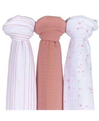 Хлопковое муслиновое пеленальное одеяло Ely's & Co., 3 упаковки розового цвета