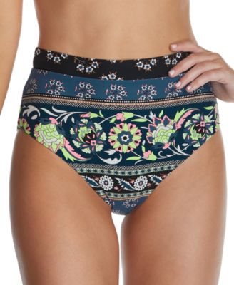 printed high waisted bikini bottoms