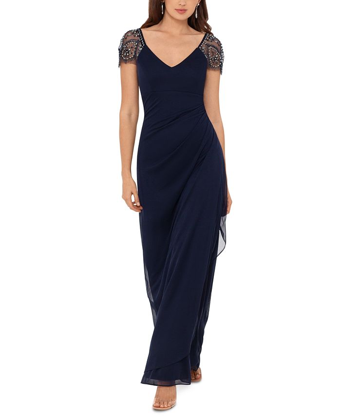 xscape cap sleeve gown