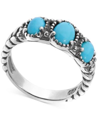 three stone silver ring