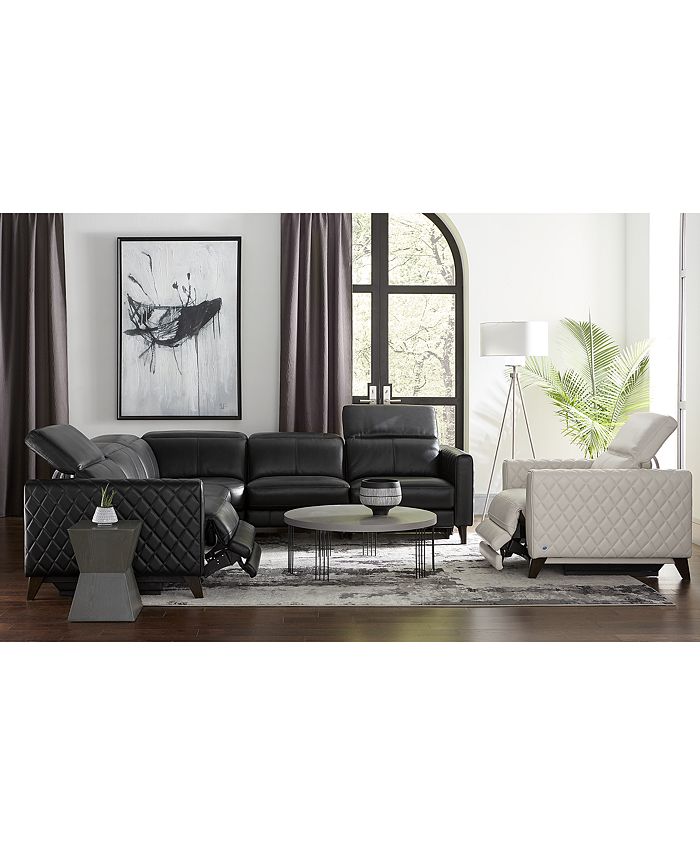 Furniture Jaconna 4Pc. Leather Sectional with 2 Power Recliners