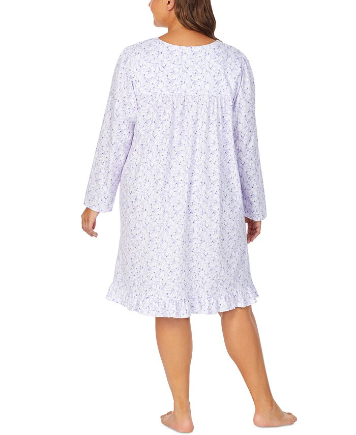 Eileen West Plus Size Cotton JerseyKnit FloralPrint Venise Lace