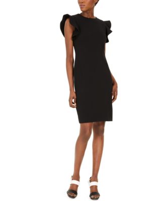 calvin klein ruffle sleeve sheath dress