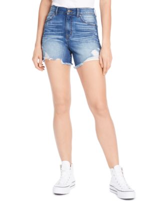 high rise distressed jean shorts