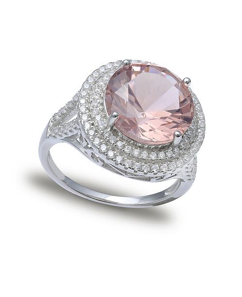 Macy S Pink Cubic Zirconia Double Pave Row Ring 7 1 2 Ct T W In Sterling Silver Reviews Rings Jewelry Watches Macy S